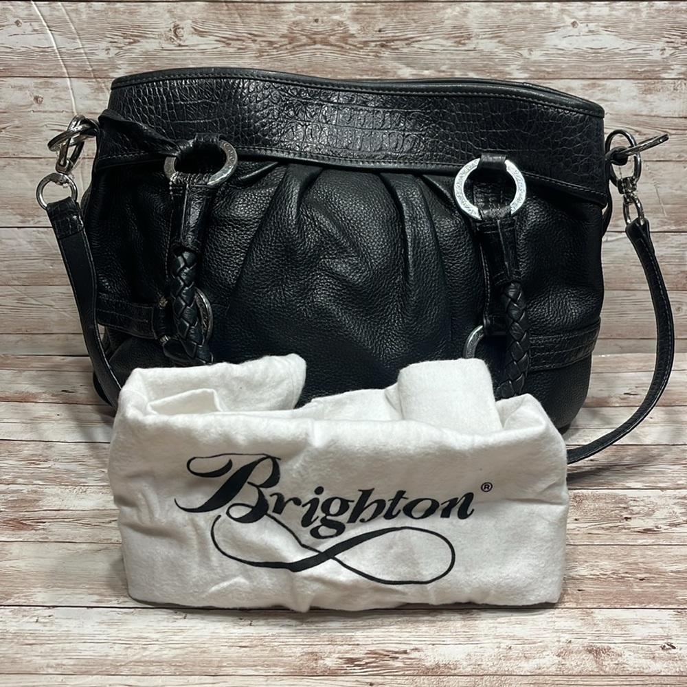 COPY - Brighton Black Leather Satchel Handbag Shoulder Bag  Purse with Dust bag